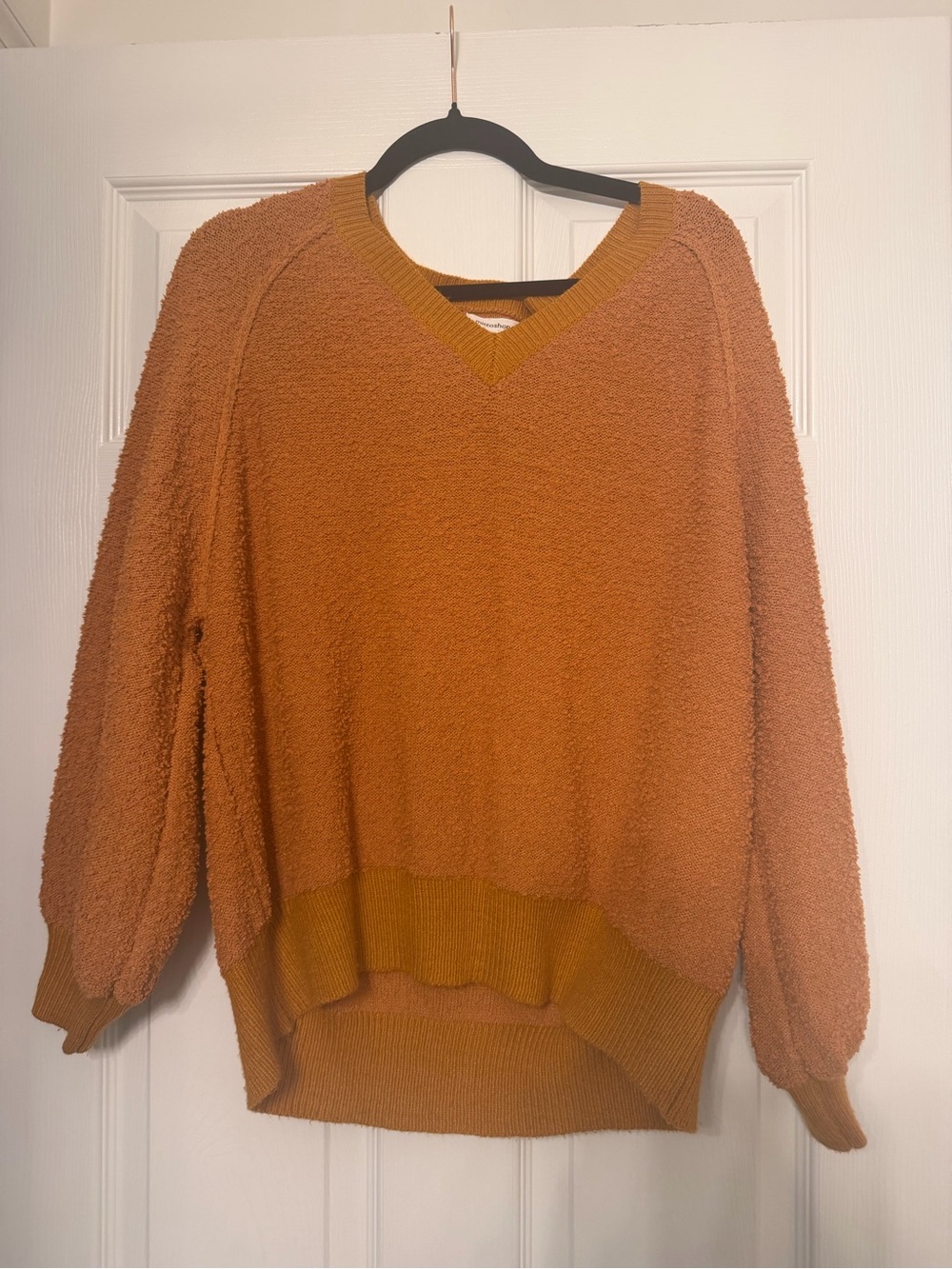 mittoshop Rust Orange V-Neck Bouclé Sweater